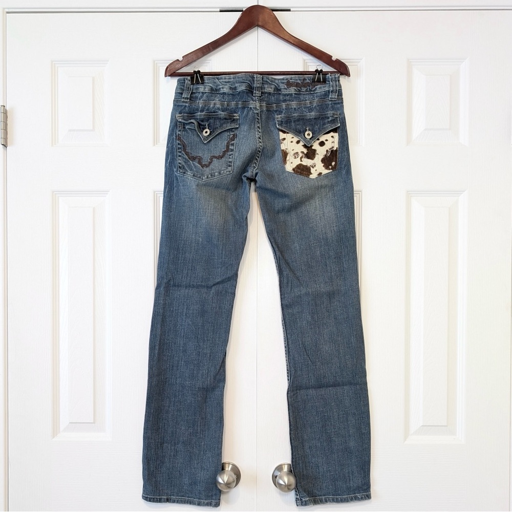 Authentic Y2K Vintage Cow Hide Crusader Brand Western Cowgirl Women’s Jeans - Picture 3 of 16